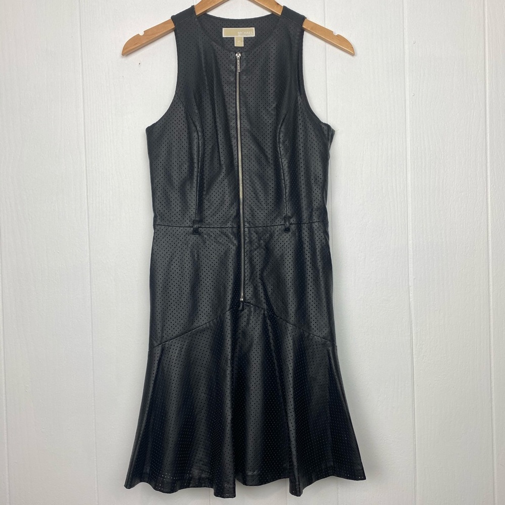 MICHAEL Michael Kors Perforated Faux Leather Dress